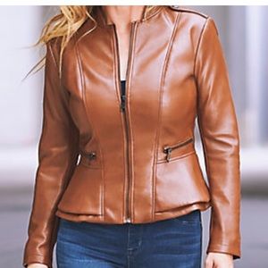 🆕GILI Faux Leather Double Peplum Jacket